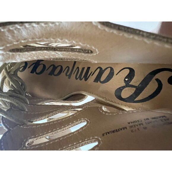 Rampage Heel Sandals Womens Size 6.5  Beige Lace Up Cut Out Peep Toe Leather - Picture 8 of 13